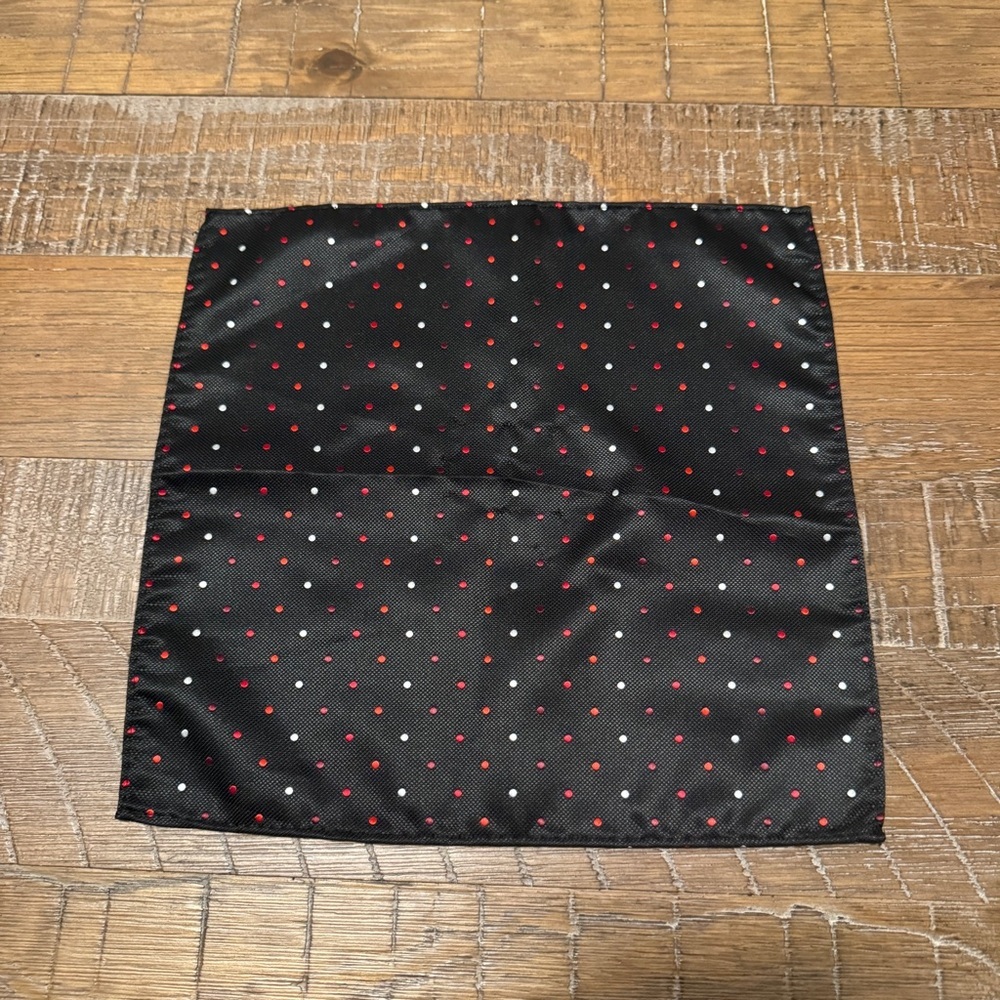 Eksel Handmade Pocket Square Black Red White Polka Dot